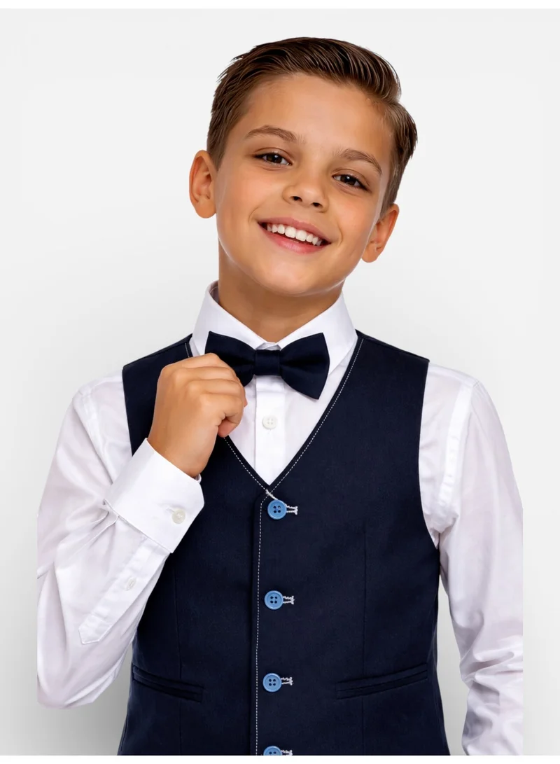 Victor And Jane  Navy Waistcoat, Shirt, Trousers & Bow Tie Set for Men | Best Price UAE